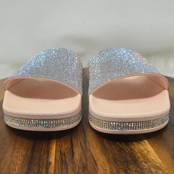 Madden NYC Platform Pink Sparkle Bling Flip Flop Slide On Casual Women's 9.5 - Picture 2 of 8